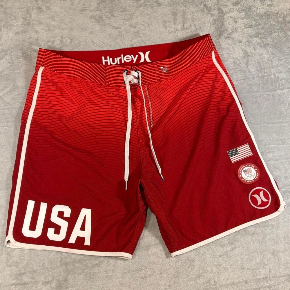 Y2K Hurley Phantom USA Olympic Surf Boardshorts | Red | Size 36